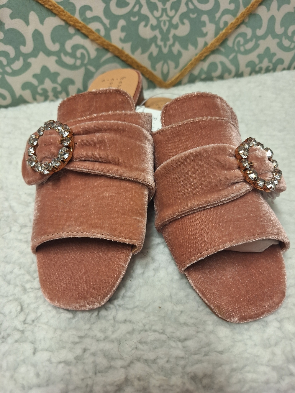 A New Day Womens Pink Velvet Slip-On Mule with Crystal Buckle 7 - Picture 5 of 8